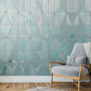 Tapeta na ścianę - minty geometry , rodzaj - tapeta flizelinowa