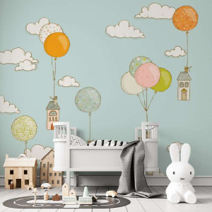Tapeta dla dzieci - balloonhouses , rodzaj - próbka tapety 50x50cm