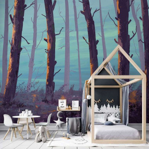 Tapeta dla dzieci - deep forest , rodzaj - tapeta winylowa strukturalna