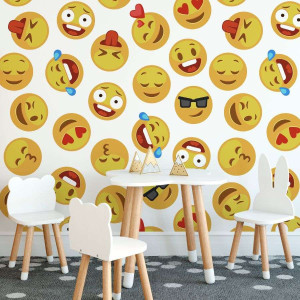 Tapeta dla dzieci - emoji design , rodzaj - tapeta winylowa strukturalna
