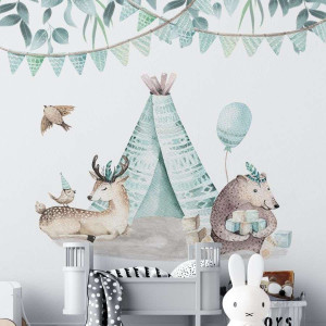 Tapeta dla dzieci - minty boho , rodzaj - tapeta flizelinowa