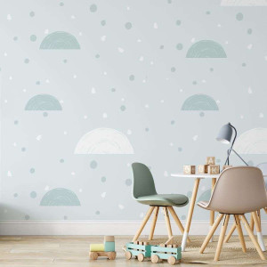 Tapeta dla dzieci - minty minimalism , rodzaj - tapeta winylowa strukturalna