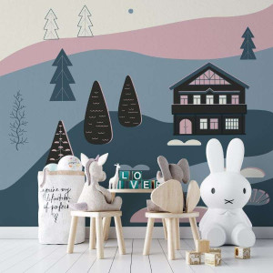 Tapeta dla dzieci - nordic pinkland , rodzaj - tapeta flizelinowa laminowana
