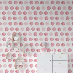 Tapeta dla dzieci - pink circles , rodzaj - tapeta winylowa strukturalna