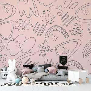 Tapeta dla dzieci - pinky abstract , rodzaj - tapeta flizelinowa laminowana