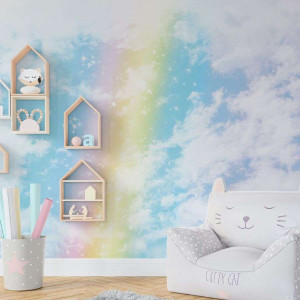 Tapeta dla dzieci - rainbow heaven , rodzaj - tapeta winylowa strukturalna