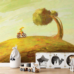 Tapeta dla dzieci - riding rabbit , rodzaj - tapeta flizelinowa
