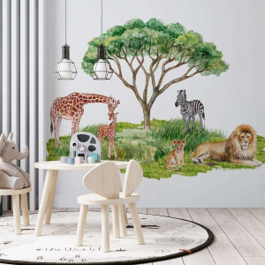 Tapeta dla dzieci - safari family , rodzaj - tapeta flizelinowa laminowana