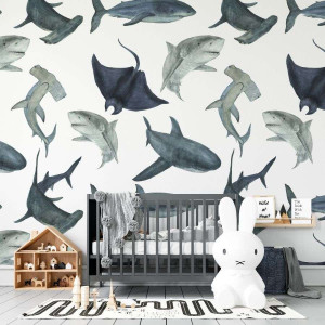 Tapeta dla dzieci - sharky world , rodzaj - tapeta flizelinowa