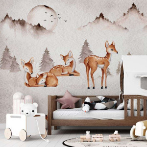Tapeta dla dzieci - deers friendship , rodzaj - tapeta flizelinowa laminowana