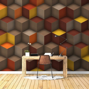 Brown box - modna tapeta 3d , rodzaj - tapeta flizelinowa