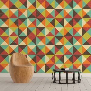 Retro triangle - tapeta ścienna , rodzaj - próbka tapety 50x50cm