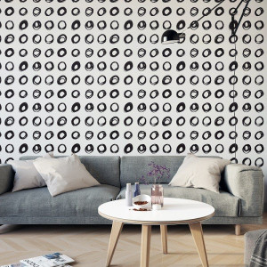 Doodle circle - tapeta ścienna , rodzaj - tapeta winylowa strukturalna