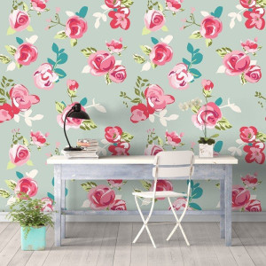 Shabby chic roses - tapeta ścienna , rodzaj - tapeta flizelinowa laminowana