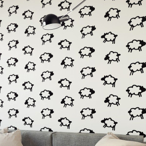Sheep design - tapeta ścienna , rodzaj - tapeta flizelinowa