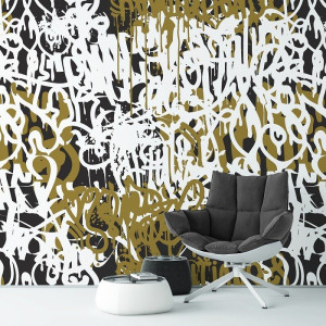 Chaos graffiti - tapeta ścienna , rodzaj - tapeta flizelinowa