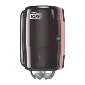 Mini dozownik Tork 658008 do ręczników papierowych centralnie dozowanych - czarno-czerwony