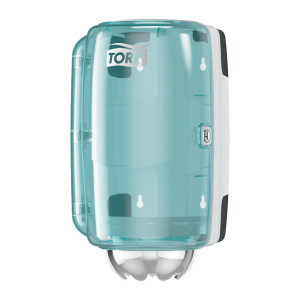Mini dozownik Tork 658000 do ręczników papierowych centralnie dozowanych - biało-turkusowy