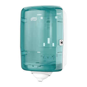 Mini dozownik Tork Reflex 473167 do ręczników papierowych centralnie dozowanych - turkusowo-biały