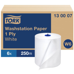 Czyściwo papierowe Tork 130007 - białe - 250 m - 6 rolek - system W6