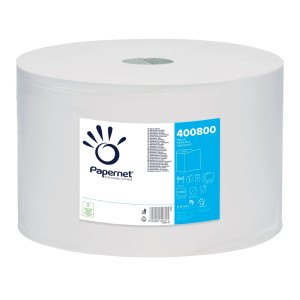 Czyściwo przemysłowe Papernet 400800 - celuloza - białe - 741m - 1 rolka - system W1