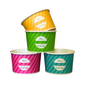Kubeczki papierowe na lody - bez plastiku - mix kolorów - 245 ml - 50 szt.