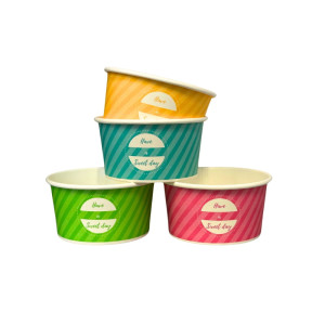 Kubeczki papierowe na lody - bez plastiku - mix kolorów – 160 ml – 50 szt.