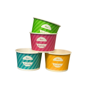 Kubeczki papierowe na lody - bez plastiku - mix kolorów – 130 ml – 40 szt.