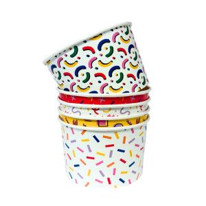 Kubeczki papierowe na lody i desery - Memphis mix kolorów - 360 ml - 25 szt.
