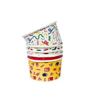 Kubeczki papierowe na lody i desery - Memphis mix kolorów - 160 ml - 25 szt.
