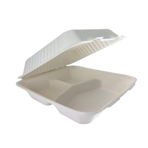 Pojemnik obiadowy menu box BIO z włókna - trzykomorowy - 23 x 20,5 cm - 50 szt.