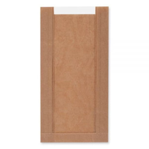 Torebki na pieczywo z okienkiem - fałdowe papierowe - brązowe - 29 x 15 x 6 cm - 1000 szt.