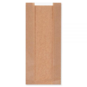 Torebki na pieczywo z okienkiem - fałdowe papierowe - brązowe - 46 x 20 x 8 cm - 1000 szt.