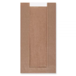 Torebki na pieczywo z okienkiem - fałdowe papierowe - brązowe - 35 x 16 x 7,5 cm - 1000 szt.