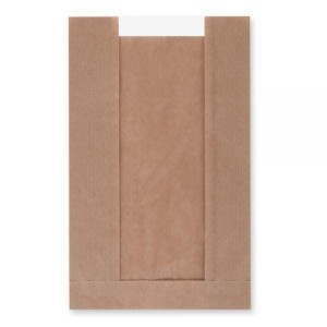 Torebki na pieczywo z okienkiem - fałdowe papierowe - brązowe - 24 x 15 x 7 cm - 1000 szt.
