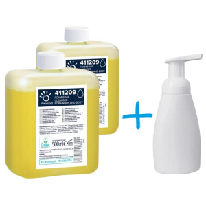 Zestaw mydła w pianie 500 ml Papernet 411209 - dwie sztuki + butelka spieniająca GRATIS