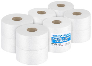 Papier toaletowy Welmax - mini jumbo - celuloza - biały - 12 rolek