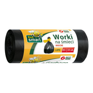 Worki na Śmieci ldpe Bee Smart 35 l - czarne- 15 szt.