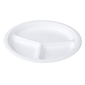 Talerze z trzciny cukrowej - trójdzielne - 26 cm - 50 szt.