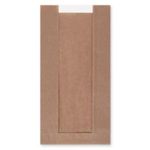 Torebki na pieczywo z okienkiem - fałdowe papierowe - brązowe - 28 x 16 x 8 cm - 1000 szt.