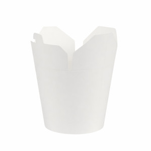 Pojemnik papierowy zamykany bez plastiku - noodle box / kebab box - biały - 1000 ml - 50 szt.