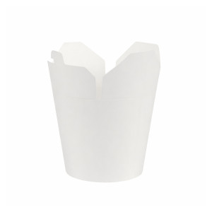 Pojemnik papierowy zamykany bez plastiku - noodle box / kebab box - biały - 750 ml - 50 szt.