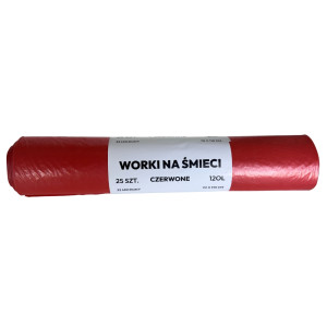 Worki na śmieci WRS 120 l - czerwone - 25 szt.