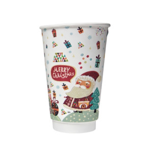 Kubek papierowy z podwójną ścianką świąteczny 400 ml - 25 szt.
