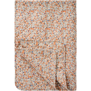 Ib Laursen - Narzuta na łóżko w pomarańczowe i niebieskie kwiatki 130x180cm