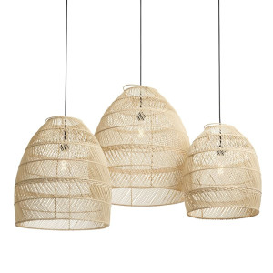 Originalhome - Lampa rattanowa średnia M z zestawu 3 kloszy Moon Small