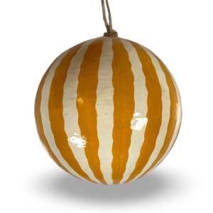 Miljogarden - Bombka z papier mache ręcznie malowana Bell pomarańczowo-biała większa