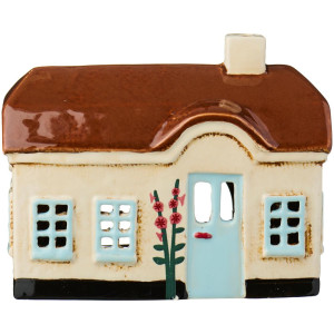 Ib Laursen - Domek ceramiczny na tealight Ebeltoft niebieskie drzwi