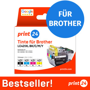 print24 Tintenpatronen für Brother LC421XL, Multipack (BK/C/M/Y), 1 Stück