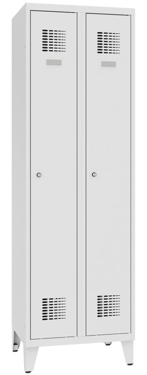 Szafa ubraniowa BHP dwudrzwiowa SUM 321W na nóżkach - 60 cm